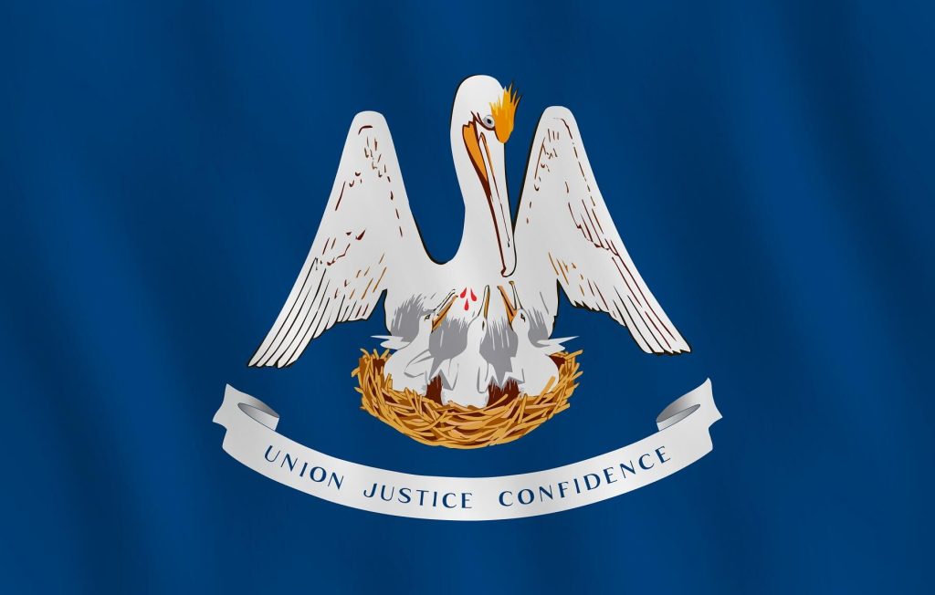Image of the Louisiana State Flag, which is present in divorce courts